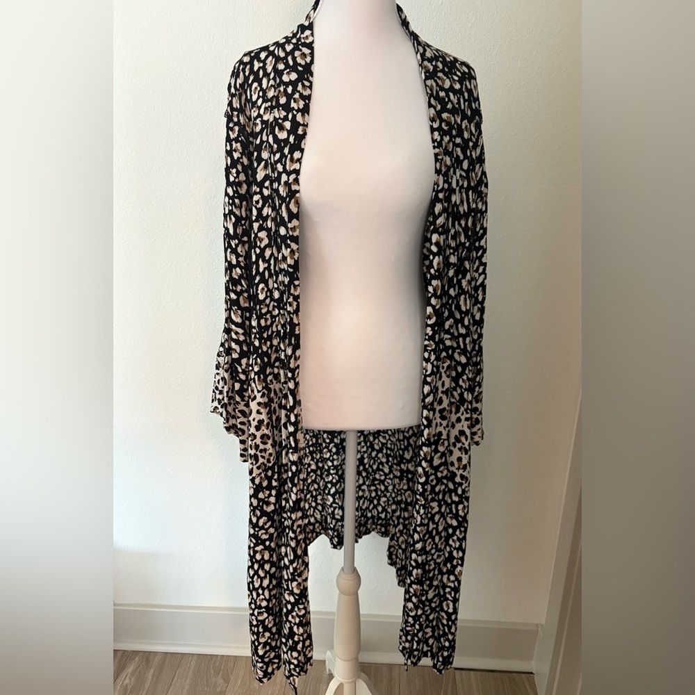 Saltwater LUXE Animal Print Cardigan / kimono tie front size m